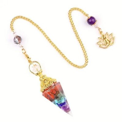 Pêndulo de Orgonite 7 Chakras Harmonia 7cm Dourado