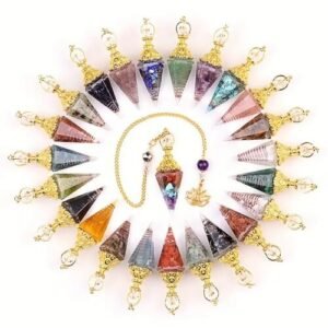 Pêndulo de Orgonite 7 Chakras Harmonia 7cm Dourado