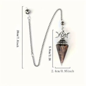 Pêndulo de Orgonite Triluna Obsidiana Proteção 7cm Prateado