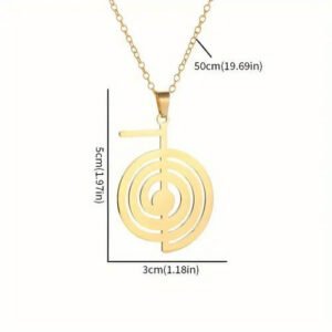 Pingente ChoKuRei Proteção Reiki Corrente Dourada Aço 3cm