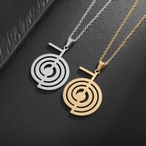 Pingente ChoKuRei Proteção Reiki Corrente Dourada Aço 3cm