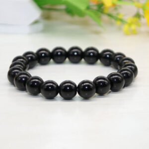 Pulseira Pedra Obsidiana conta 7mm com Elástico 18cm