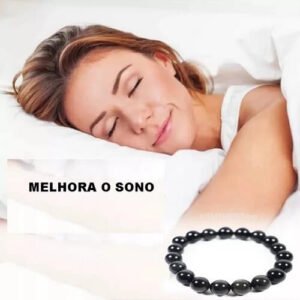 Pulseira Pedra Obsidiana conta 7mm com Elástico 18cm