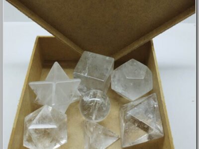 Kit Radiônico Sólidos de Platão 7 Pedras 7 Chakras G4a5cm