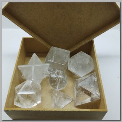 Kit Radiônico Sólidos de Platão 7 Pedras 7 Chakras G4a5cm