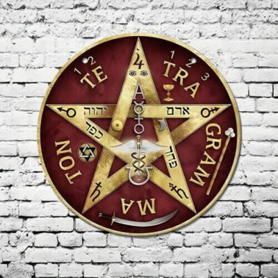 Mandala Tetragramaton Arte Mística Símbolos em Metal 20cm