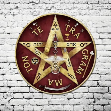 Mandala Tetragramaton Arte Mística Símbolos em Metal 20cm