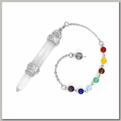 Pêndulo de Cristal Corpo e Ponta Sextavada Chakras 9cm