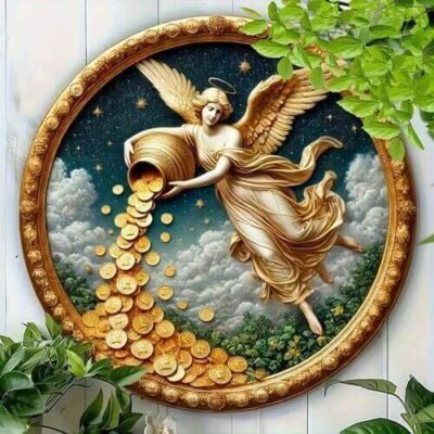 Mandala Anjo da Divina Abundância Celestial em Metal 20cm