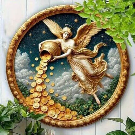 Mandala Anjo da Divina Abundância Celestial em Metal 20cm
