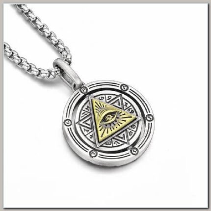 Corrente e Pingente Olho de Hórus Hexagrama e Tetragramaton