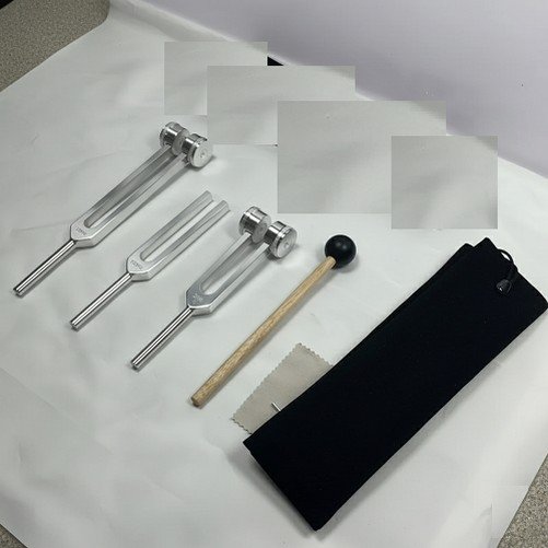 Kit de Diapasões Terapêuticos 128Hz 256Hz e 512Hz com Bolsa