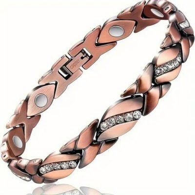 Pulseira Magnética e Cristais Harmonia Elegância Cor de Cobre