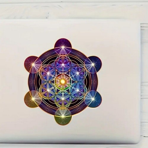 Adesivo Cubo Metatron Colorido Proteção Sabedoria 16x15cm