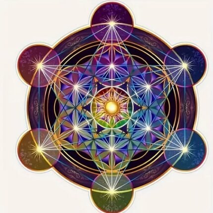 Adesivo Cubo Metatron Colorido Proteção Sabedoria 16x15cm