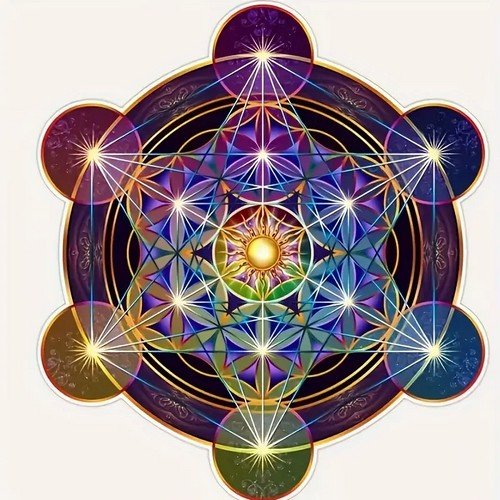 Adesivo Cubo Metatron Colorido Proteção Sabedoria 16x15cm