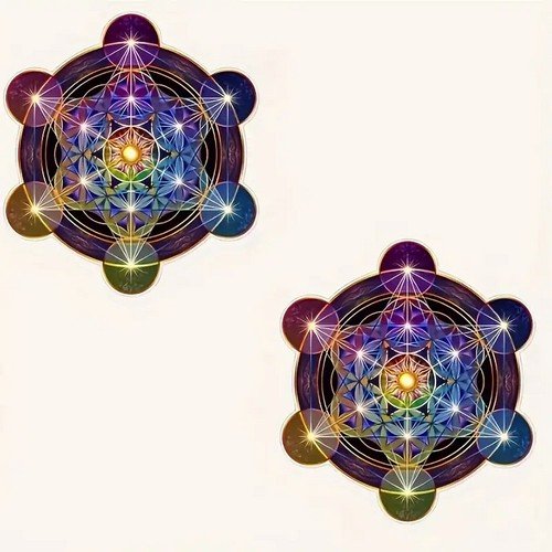 Adesivo Cubo Metatron Colorido Proteção Sabedoria 16x15cm
