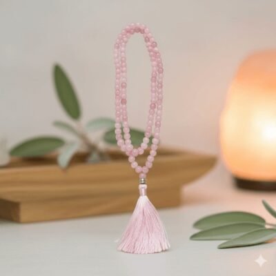 Japamala de Quartzo Rosa Pedra Natural 108 Contas de 8 mm