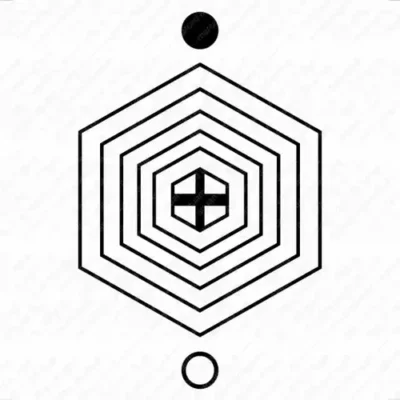 Escudo Hexágono Protetor Gráfico Radiônico de PVC 19cm