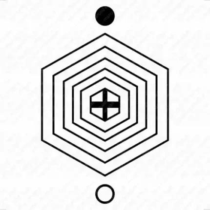 Escudo Hexágono Protetor Gráfico Radiônico de PVC 19cm