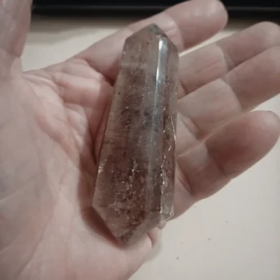 Cristal Biterminado Fumê Limpeza Energia 80gr 8x2.5cm