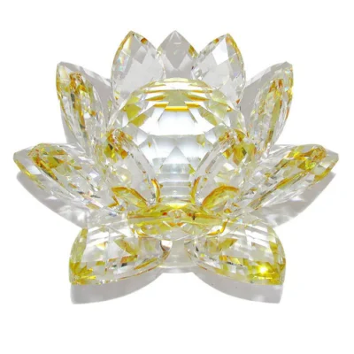 Flor de Lótus de Cristal Amarela Energia Espiritual 11cm