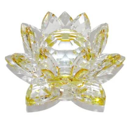 Flor de Lótus de Cristal Amarela Energia Espiritual 11cm