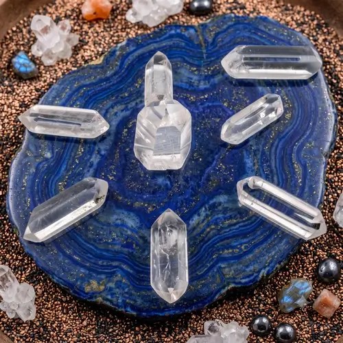 Cristais Biterminados kit Mandala Reiki III 7UN 7x2cm 340gr