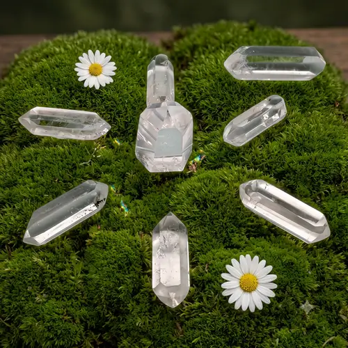 Cristais Biterminados kit Mandala Reiki III 7UN 7x2cm 340gr