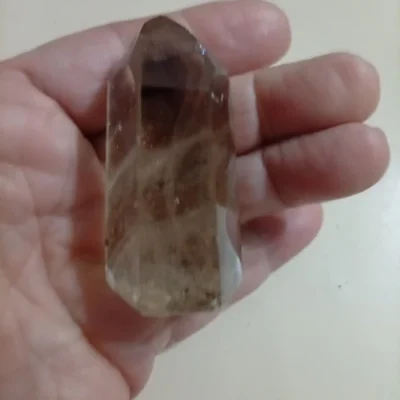 Ponta Sextavada Cristal Fumê Limpeza 80gr 7x3cm