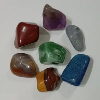 Kit 7 Pedras dos Chakras com Olho de Tigre Natural 380 gr