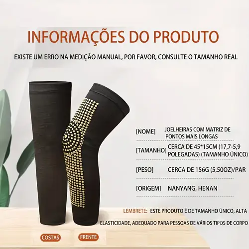 Joelheira Longa Autoaquecimento com Turmalina e Magnetos