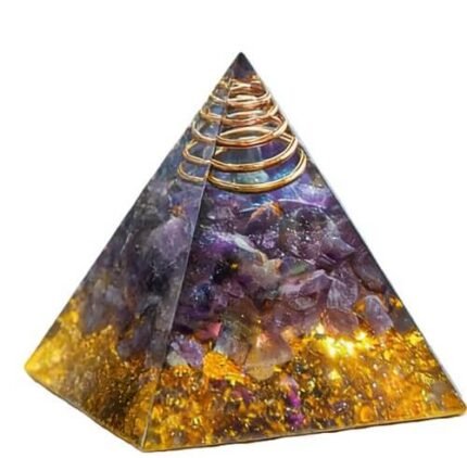 Pirâmide Orgonite Ametista e Espiral de Cobre Emocional 4cm