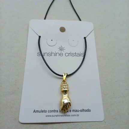 Pingente Figa Dourada Talismã Esotérico em Metal 3cm