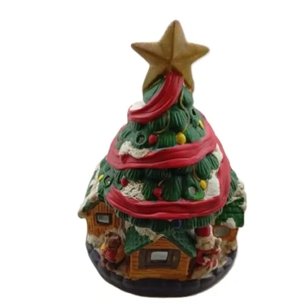 Natal Casa do Papai Noel com Árvore em Resina 19cm