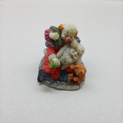 Natal Papai Noel Deitado com Palhaço e Ursinho Resina 7x5cm